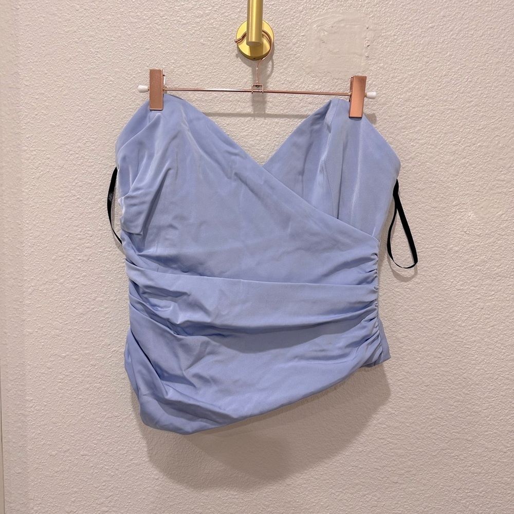 NBD NWOT Powder Blue Sweatheart Ruched Wrap Corset Top Sz S